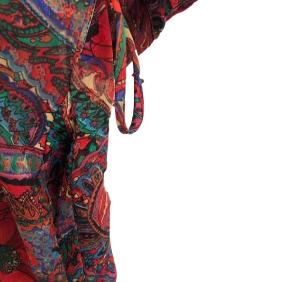 Vintage Red Sheer Floral Print Duster/Robe - Picture 7 of 8